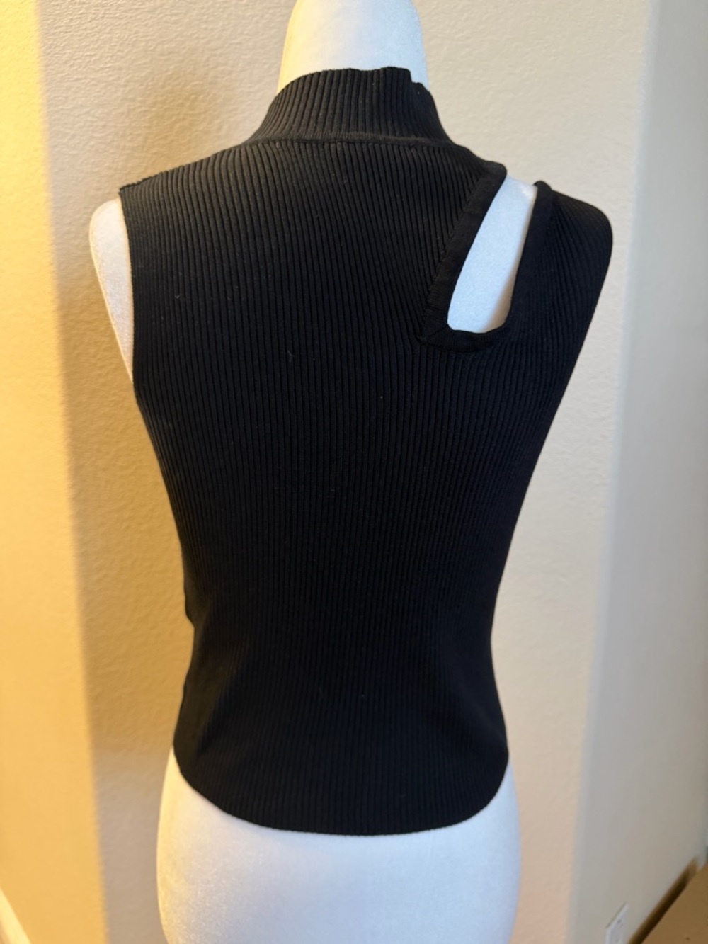 Fashion Nova Black Ribbed Cutout Mock Neck Tank Top - Picture 2 of 2
